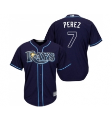 Youth Tampa Bay Rays #7 Michael Perez Replica Navy Blue Alternate Cool Base Baseball Jersey