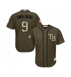 Men's Tampa Bay Rays #9 Jake Smolinski Authentic Green Salute to Service Baseball Jersey