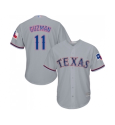 Men's Texas Rangers #11 Ronald Guzman Replica Grey Road Cool Base Baseball Jersey