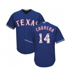 Men's Texas Rangers #14 Asdrubal Cabrera Authentic Royal Blue Team Logo Fashion Cool Base Baseball Jersey