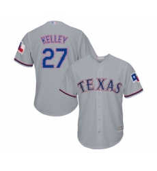 Youth Texas Rangers #27 Shawn Kelley Replica Grey Road Cool Base Baseball Jersey