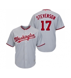Men's Washington Nationals #17 Andrew Stevenson Replica Grey Road Cool Base Baseball Jersey