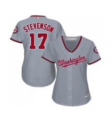 Women's Washington Nationals #17 Andrew Stevenson Replica Grey Road Cool Base Baseball Jersey