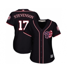 Women's Washington Nationals #17 Andrew Stevenson Replica Navy Blue Alternate 2 Cool Base Baseball Jersey