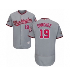 Men's Washington Nationals #19 Anibal Sanchez Grey Road Flex Base Authentic Collection 2019 World Series Bound Baseball Jersey