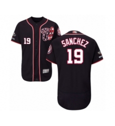 Men's Washington Nationals #19 Anibal Sanchez Navy Blue Alternate Flex Base Authentic Collection 2019 World Series Champions Baseball Jersey