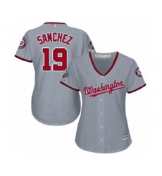 Women's Washington Nationals #19 Anibal Sanchez Authentic Grey Road Cool Base 2019 World Series Champions Baseball Jersey