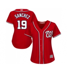 Women's Washington Nationals #19 Anibal Sanchez Replica Red Alternate 1 Cool Base Baseball Jersey