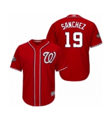 Youth Washington Nationals #19 Anibal Sanchez Authentic Red Alternate 1 Cool Base 2019 World Series Bound Baseball Jersey
