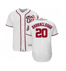 Men's Washington Nationals #20 Kyle Barraclough White Home Flex Base Authentic Collection Baseball Jersey