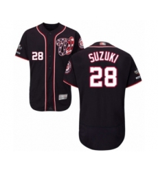 Men's Washington Nationals #28 Kurt Suzuki Navy Blue Alternate Flex Base Authentic Collection 2019 World Series Champions Baseball Jersey