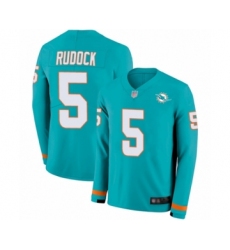 Men's Miami Dolphins #5 Jake Rudock Limited Aqua Therma Long Sleeve Football Jersey Men's Miami Dolphins #5 Jake Rudock Limited Aqua Therma Long Sleeve Football Jersey