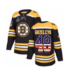 Youth Boston Bruins #48 Matt Grzelcyk Authentic Black USA Flag Fashion 2019 Stanley Cup Final Bound Hockey Jersey