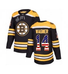 Youth Boston Bruins #14 Chris Wagner Authentic Black USA Flag Fashion 2019 Stanley Cup Final Bound Hockey Jersey