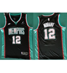 Men's Memphis Grizzlies #12 Ja Morant Black 2025 Classic Edition Stitched Basketball Jersey