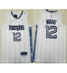 Men's Memphis Grizzlies #12 Ja Morant White 2025 City Sponsor Swingman Jersey
