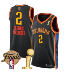 Men's Oklahoma City Thunder #2 Shai Gilgeous-Alexander Black 2025 Finals And Finals Champions City Edition Stitched Basketball Jersey