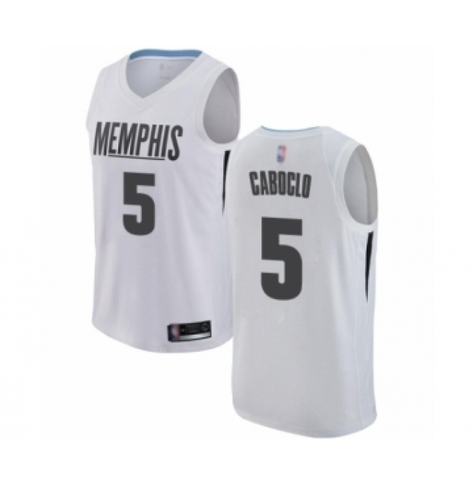 Men's Memphis Grizzlies #5 Bruno Caboclo Authentic White Basketball Jersey - City Edition