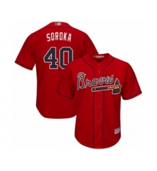 Men's Atlanta Braves #40 Mike Soroka Replica Red Alternate Cool Base Baseball Jersey