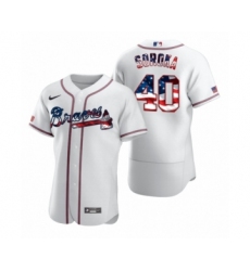 Men's Mike Soroka #40 Atlanta Braves White 2020 Stars & Stripes 4th of July Jersey