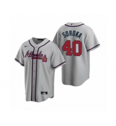 Women Atlanta Braves #40 Mike Soroka Nike Gray 2020 Replica Road Jersey