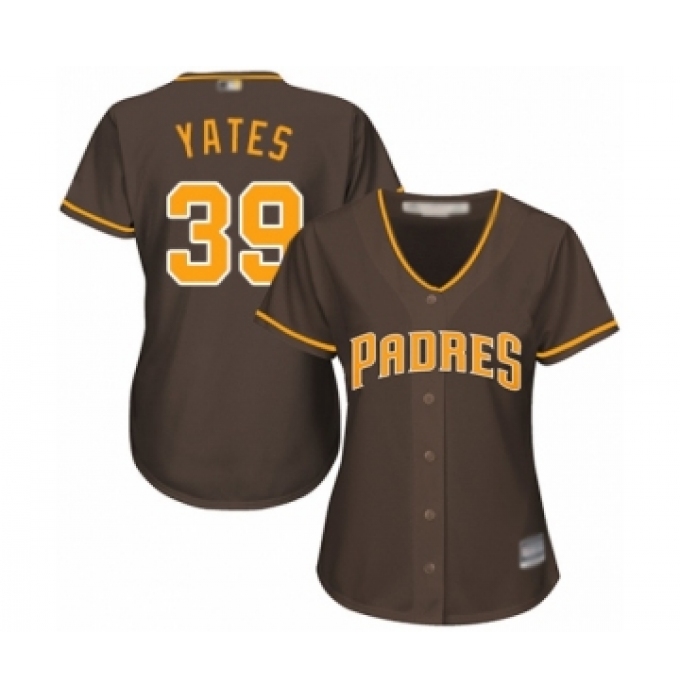 Women's San Diego Padres #39 Kirby Yates Authentic Brown Alternate Cool Base Baseball Jersey