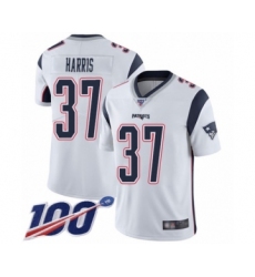 Men's New England Patriots #37 Damien Harris White Vapor Untouchable Limited Player 100th Season Football Jersey