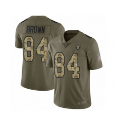 Men's Oakland Raiders #84 Antonio Brown Limited Olive Camo 2017 Salute to Service Football Jersey