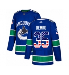 Youth Vancouver Canucks #35 Thatcher Demko Authentic Blue USA Flag Fashion Hockey Jersey
