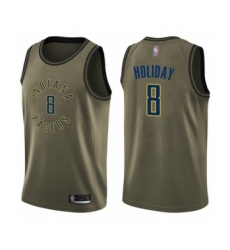 Men's Indiana Pacers #8 Justin Holiday Swingman Green Salute to Service Basketball Jersey