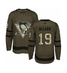 Men's Pittsburgh Penguins #19 Jared McCann Authentic Green Salute to Service Hockey Jersey