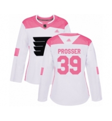 Women's Philadelphia Flyers #39 Nate Prosser Authentic White Pink Fashion Hockey Jersey