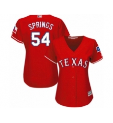 Women's Texas Rangers #54 Jeffrey Springs Authentic Red Alternate Cool Base Baseball Player Jersey
