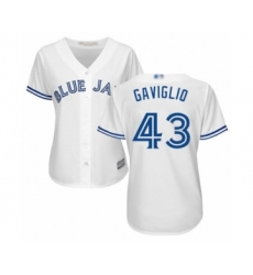Women's Toronto Blue Jays #43 Sam Gaviglio Authentic White Home Baseball Player Jersey