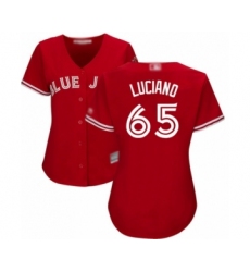 Women's Toronto Blue Jays #65 Elvis Luciano Authentic Scarlet Alternate Baseball Player Jersey