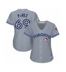 Women's Toronto Blue Jays #69 Hector Perez Authentic Grey Road Baseball Player Jersey
