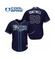 Youth Tampa Bay Rays #59 Brent Honeywell Authentic Navy Blue Alternate Cool Base Baseball Player Jersey