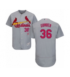 Men's St. Louis Cardinals #36 Austin Gomber Grey Road Flex Base Authentic Collection Baseball Player Jersey