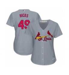 Women's St. Louis Cardinals #49 Jordan Hicks Authentic Grey Road Cool Base Baseball Player Jersey