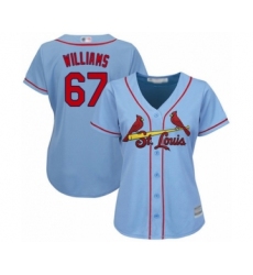 Women's St. Louis Cardinals #67 Justin Williams Authentic Light Blue Alternate Cool Base Baseball Player Jersey