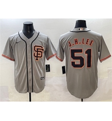 Men's San Francisco Giants #51 Jung Hoo Lee Gray Cool Base Stitched Baseball Jersey