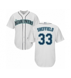 Youth Seattle Mariners #33 Justus Sheffield Authentic White Home Cool Base Baseball Player Jersey