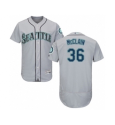 Men's Seattle Mariners #36 Reggie McClain Grey Road Flex Base Authentic Collection Baseball Player Jersey
