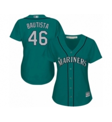 Women's Seattle Mariners #46 Gerson Bautista Authentic Teal Green Alternate Cool Base Baseball Player Jersey