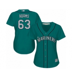 Women's Seattle Mariners #63 Austin Adams Authentic Teal Green Alternate Cool Base Baseball Player Jersey