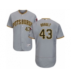 Men's Pittsburgh Pirates #43 Steven Brault Grey Road Flex Base Authentic Collection Baseball Player Jersey