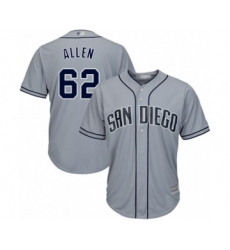 Women's San Diego Padres #62 Austin Allen Authentic Grey Road Cool Base Baseball Player Jersey