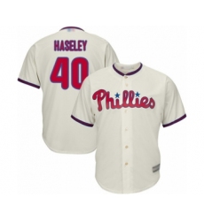 Youth Philadelphia Phillies #40 Adam Haseley Authentic Cream Alternate Cool Base Baseball Player Jersey