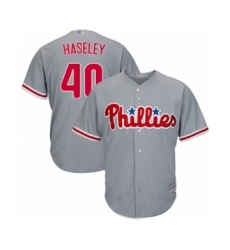 Youth Philadelphia Phillies #40 Adam Haseley Authentic Grey Road Cool Base Baseball Player Jersey