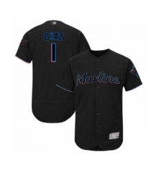 Men's Miami Marlins #1 Isan Diaz Black Alternate Flex Base Authentic Collection Baseball Player Jersey